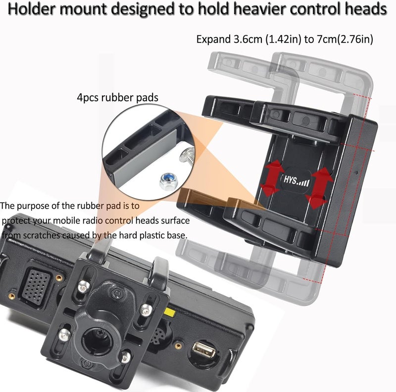 HYS Heavy Duty Clamp Detachable Front Panel Holder Mount, The Bracket Secures The Front Panel Working for Yaesu FTX-1 Icom IC-705 Yaesu All FTM FT-8900R Series and Motorola Detachable Control Head - Image 2